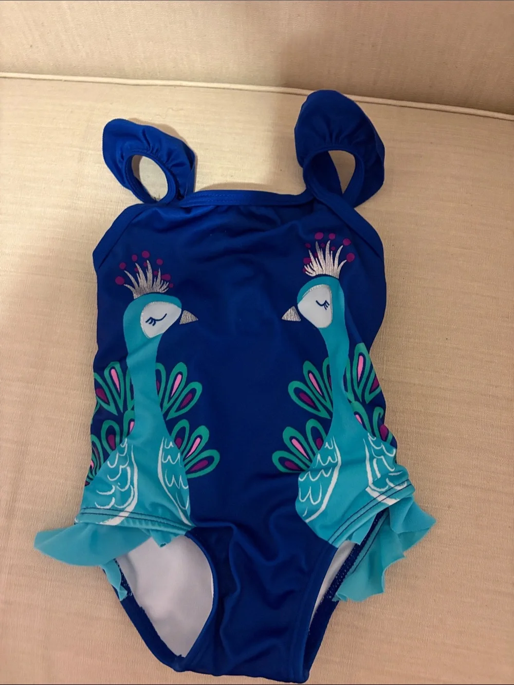 Gymboree Royal Blue Peacock Ruffle One-Piece Swimsuit